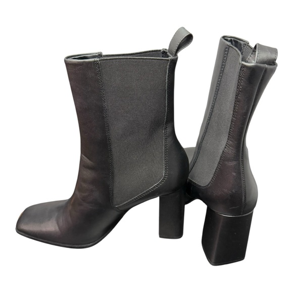Zara Black Leather Heeled Booties - Picture 3 of 7